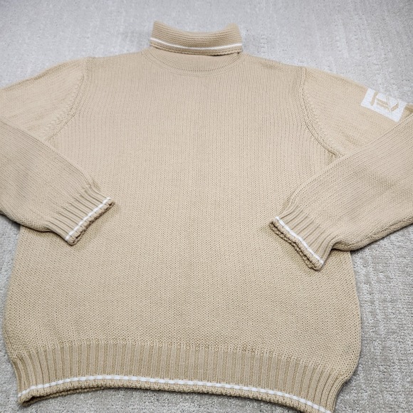 Diesel Sweater Men XL Wool Blend Chunky Knit Turtleneck Grandpa Beige Heavy - Picture 2 of 11